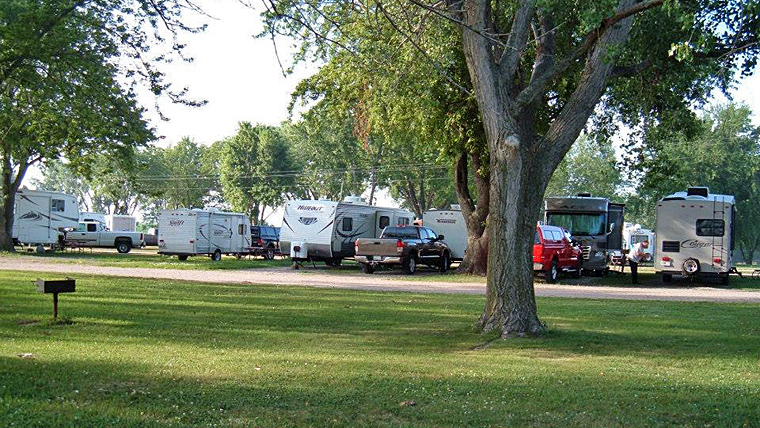 Row of Campsites at Prairie Oasis RV Park
